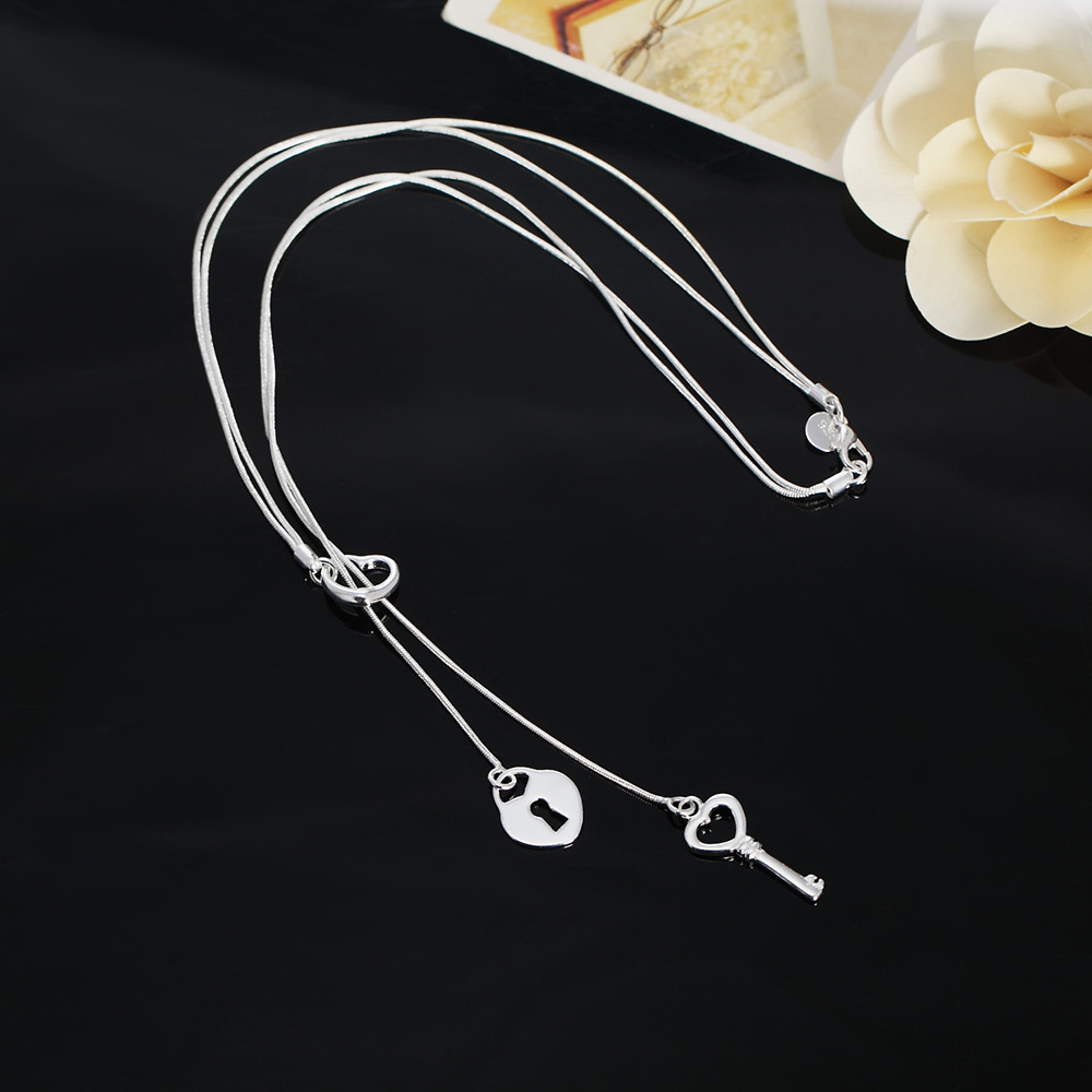 Chain Lock Combination - Mỹ 925 Đóng Dấu Màu Bạc